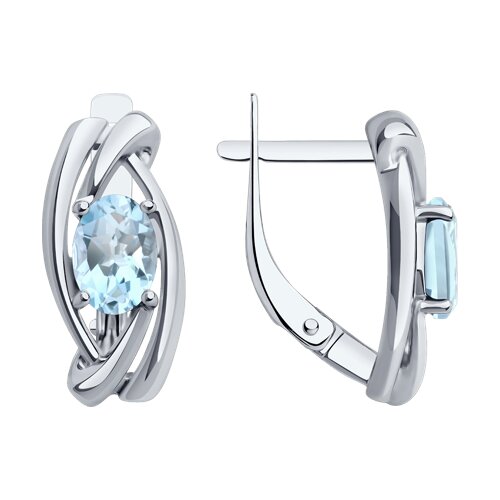 Серьги из серебра с камнями Топаз голубой