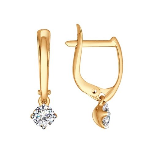 Cercei Suspendați din aur roșu cu pietre Cubic Zirconia Incolor