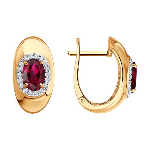 Cercei din aur roșu cu pietre Diamant, Rubin