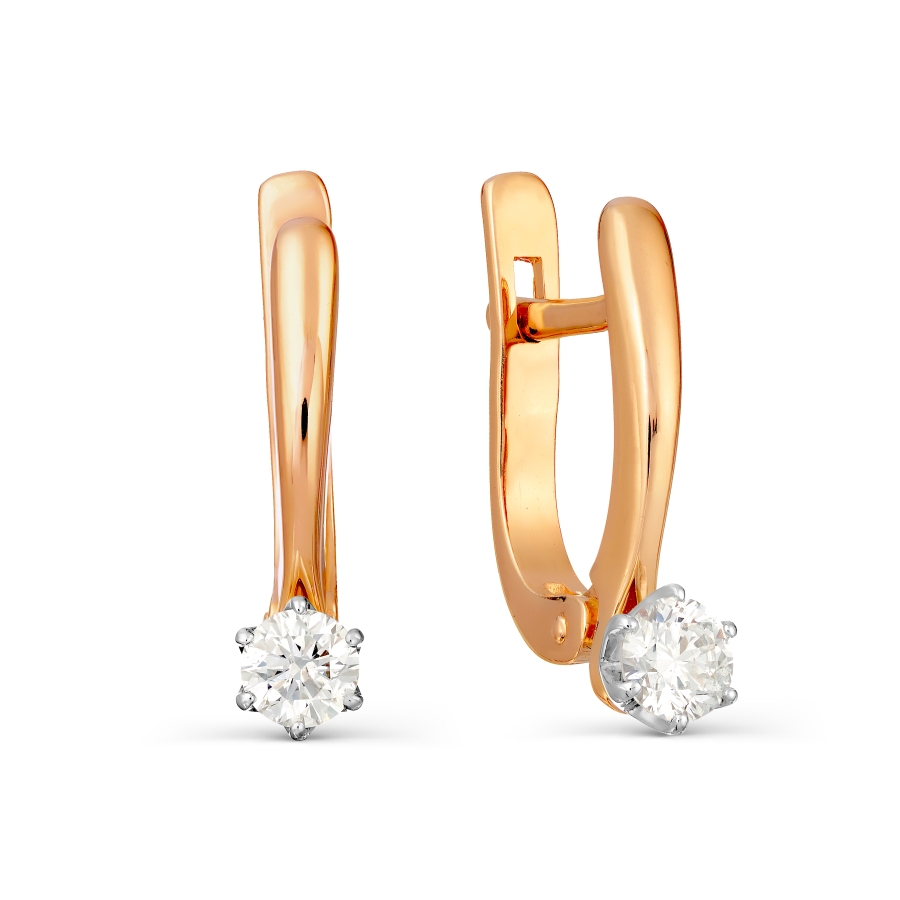 Cercei din aur alb și roșu cu pietre Diamant