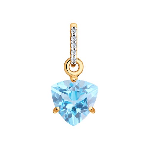Pandantiv din aur roșu cu pietre Cubic Zirconia Incolor, Topaz Swiss