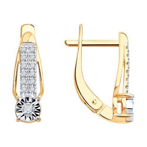 Cercei din aur alb și roșu cu pietre Diamant