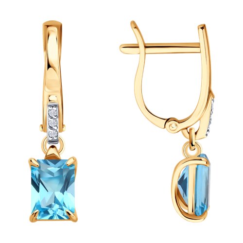 Cercei Suspendați din aur roșu cu pietre Cubic Zirconia Incolor, Topaz Swiss