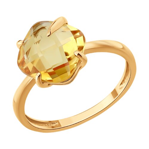 Кольцо из красного золота с камнями Цитрин