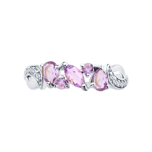 Inel din argint  cu pietre Cubic Zirconia Incolor, Ametist