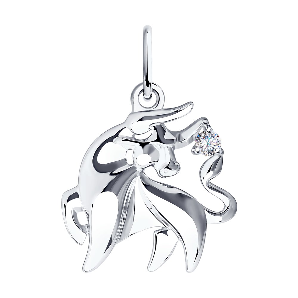 Pandantiv din aur alb cu pietre Cubic Zirconia Incolor