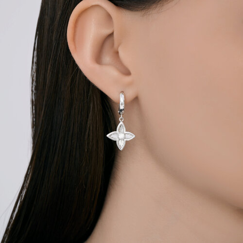 Серьги Конго из серебра с камнями Фианит