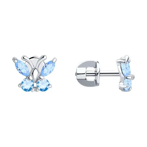 Cercei Pusete din argint cu Cubic Zirconia Albastru