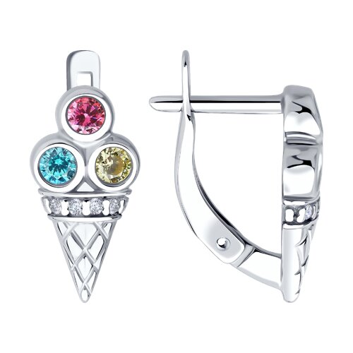 Cercei p-u copii din argint  cu pietre Cubic Zirconia Colorat