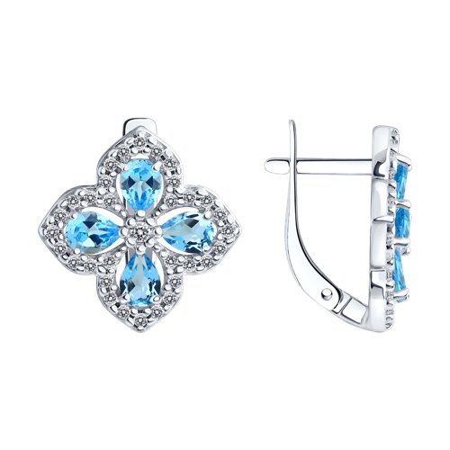 Cercei din argint  cu pietre Cubic Zirconia Incolor, Topaz Swiss