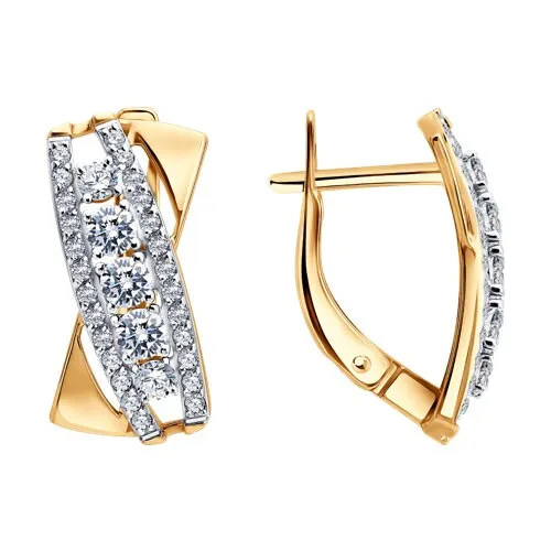 Cercei din aur roșu cu Cubic Zirconia Incolor