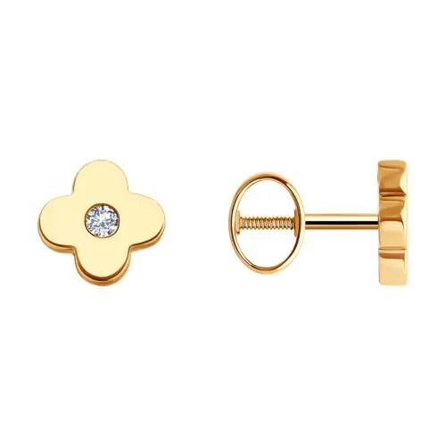 Cercei Pusete din aur roșu cu Cubic Zirconia Incolor