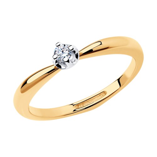 Inel din aur alb și roșu cu pietre Diamant