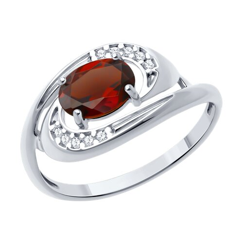 Кольцо из серебра с камнями Фианит, Гранат