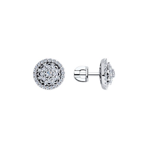 Cercei Pusete din aur alb cu pietre Diamant