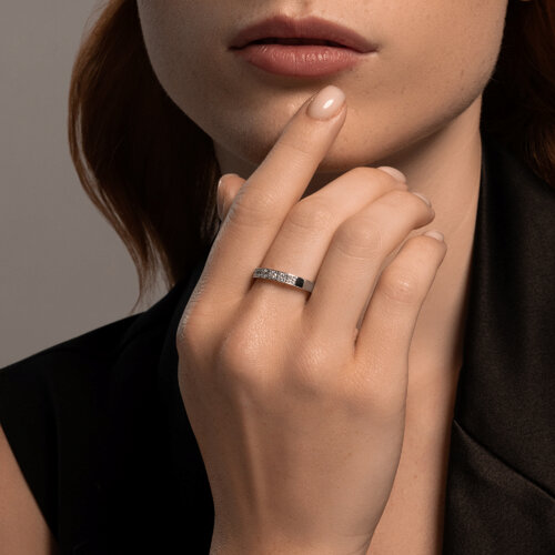 Verighetă din aur alb cu pietre Diamant