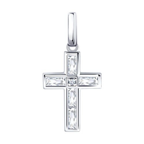 Cruce din argint  cu pietre Cubic Zirconia Incolor