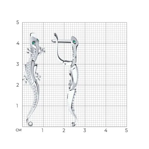 Cercei din argint cu Cubic Zirconia Incolor, Cubic Zirconia Verde