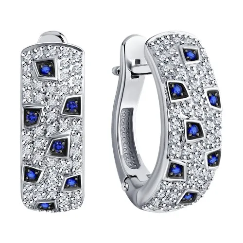 Cercei din aur alb cu Diamant, Safir
