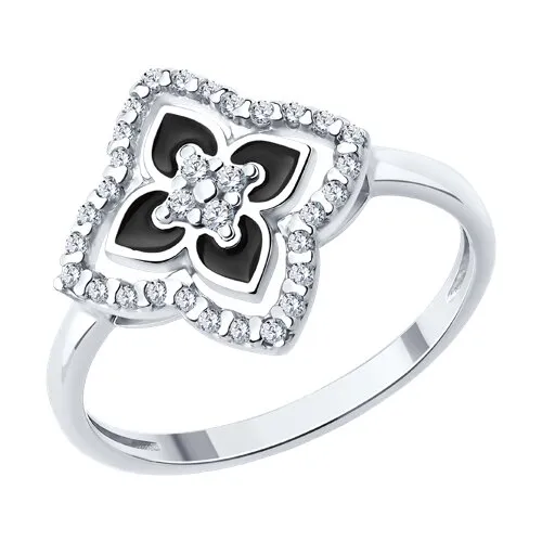 Inel din argint cu Cubic Zirconia Incolor, Emailare