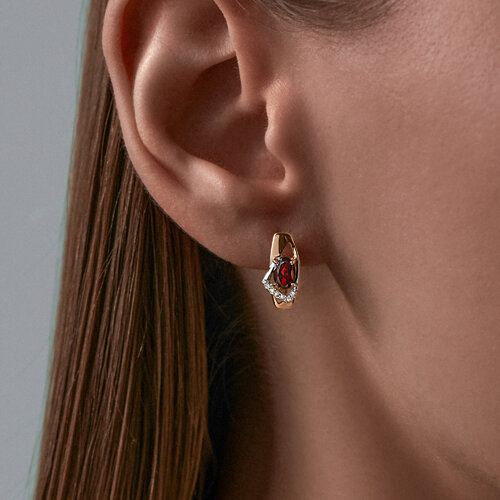 Cercei din aur roșu cu pietre Cubic Zirconia Incolor, Granat