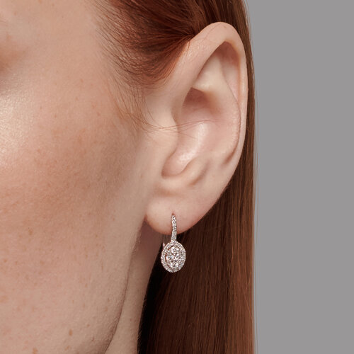 Серьги из белого золота с камнями Бриллиант