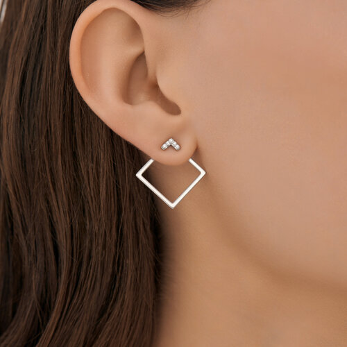 Cercei Pusete din argint  cu pietre Cubic Zirconia Incolor