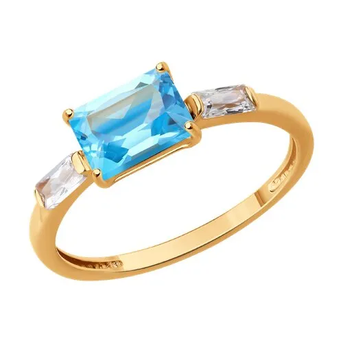 Inel din aur roșu cu Cubic Zirconia Incolor, Topaz Swiss
