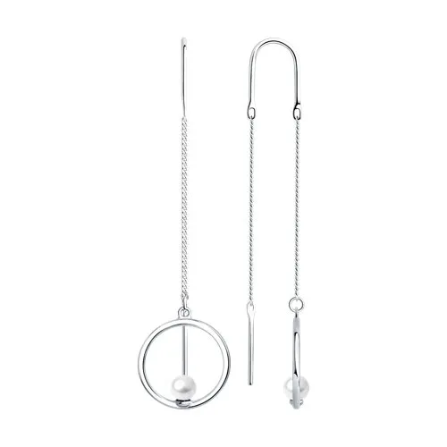 Серьги Продёвки из серебра с камнями Жемчуг Swarovski
