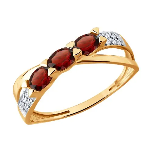 Inel din aur roșu cu Cubic Zirconia Incolor, Granat