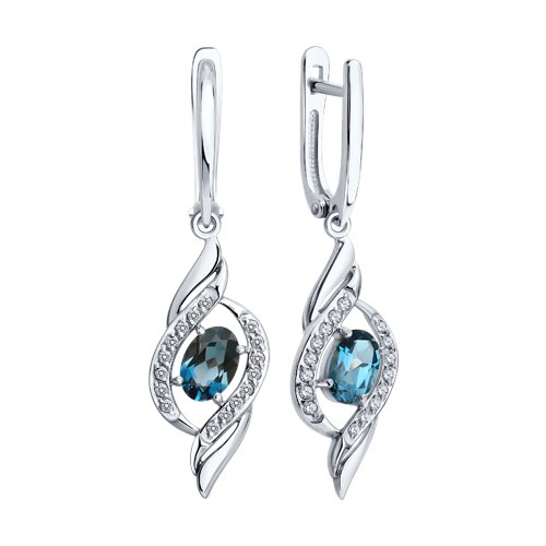 Cercei Suspendați din aur roșu cu pietre Cubic Zirconia Incolor, Topaz London