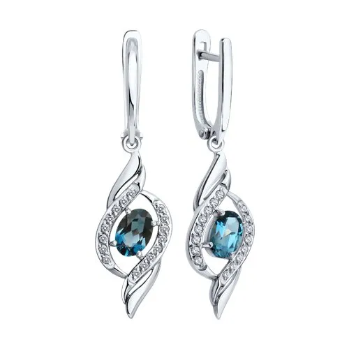 Cercei Suspendați din aur roșu cu Cubic Zirconia Incolor, Topaz London