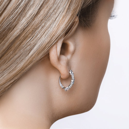 Cercei din argint  cu pietre Cubic Zirconia Incolor, Topaz albastru