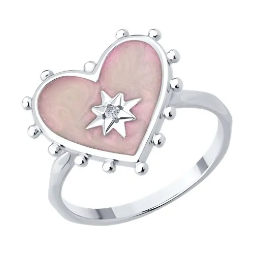 Inel din argint cu Cubic Zirconia Incolor, Emailare