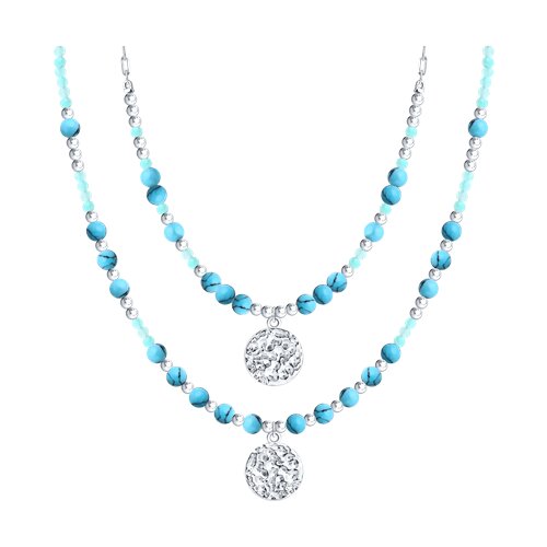 Colier din argint  cu pietre Amazonit, Turcoază (sint.) și Fir transparent