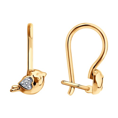 Cercei p-u copii din aur roșu cu pietre Cubic Zirconia Incolor