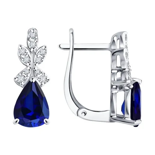Cercei din aur alb cu Diamant, Safir