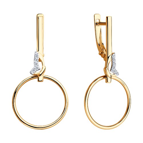 Cercei Suspendați din aur roșu cu pietre Cubic Zirconia Incolor