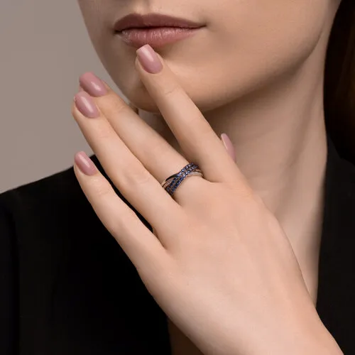 Inel din aur alb cu Diamant, Safir
