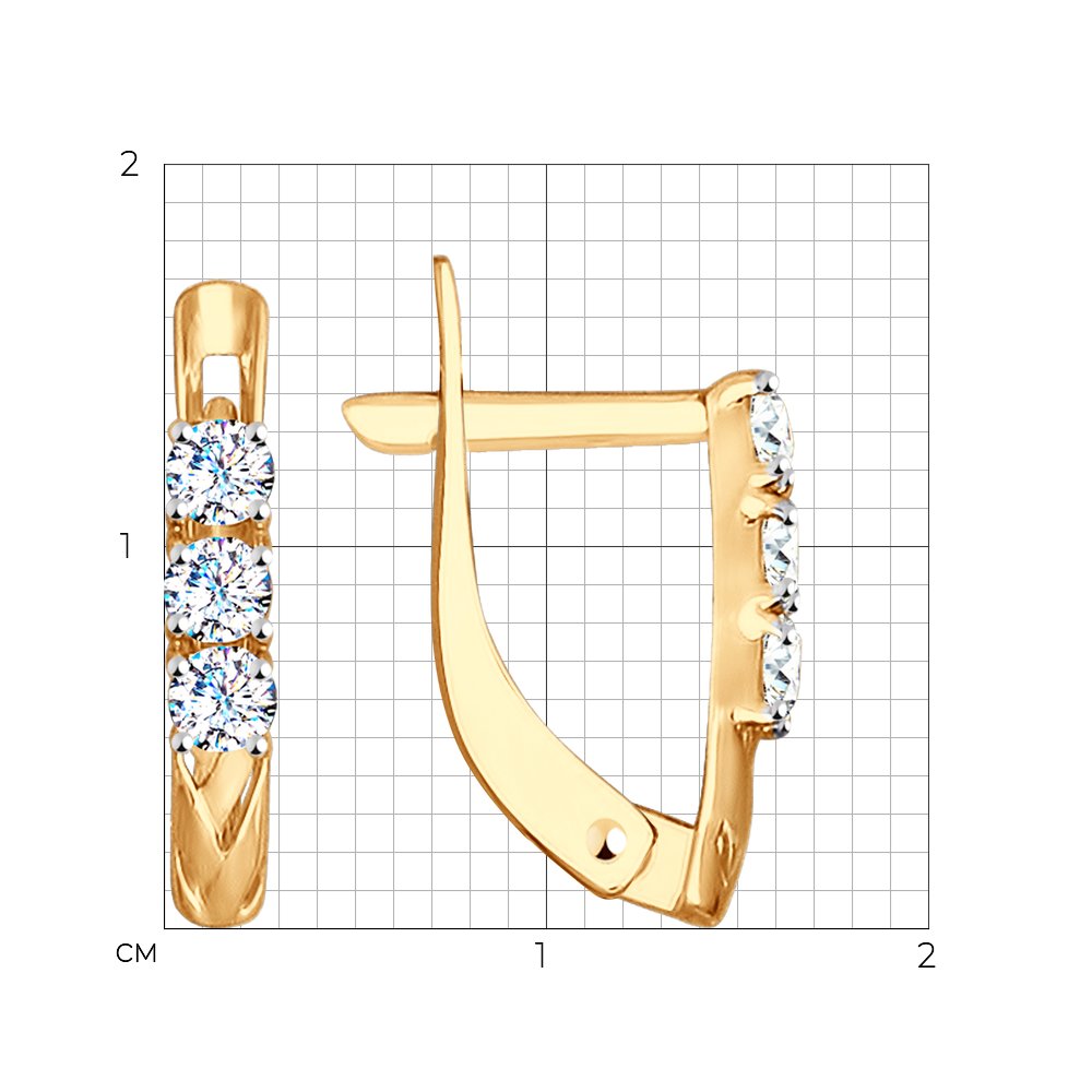 Cercei din aur roșu cu pietre Cubic Zirconia Incolor
