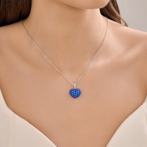 Колье из серебра с камнями Фианит Синий Сапфир