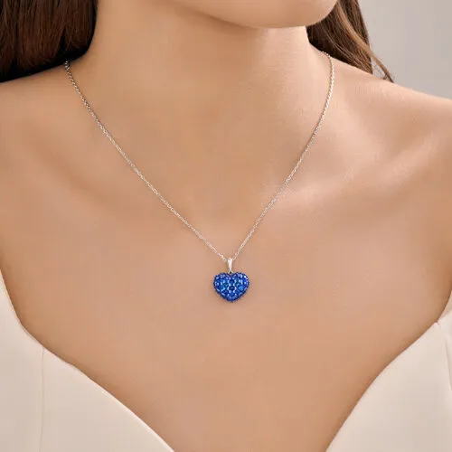Colier din argint cu Cubic Zirconia Albastru Safir