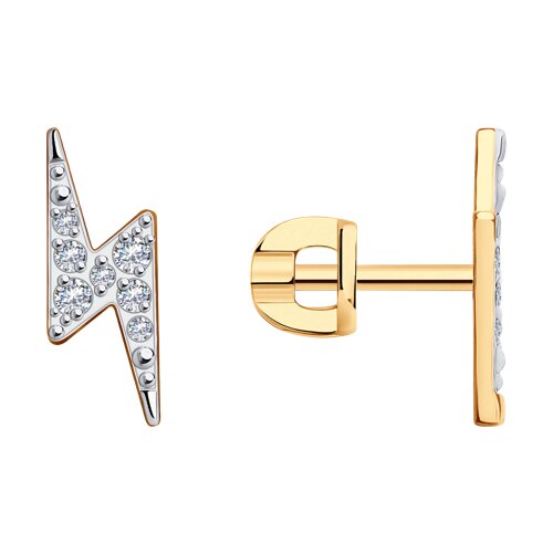 Cercei Pusete din aur roșu cu pietre Cubic Zirconia Incolor