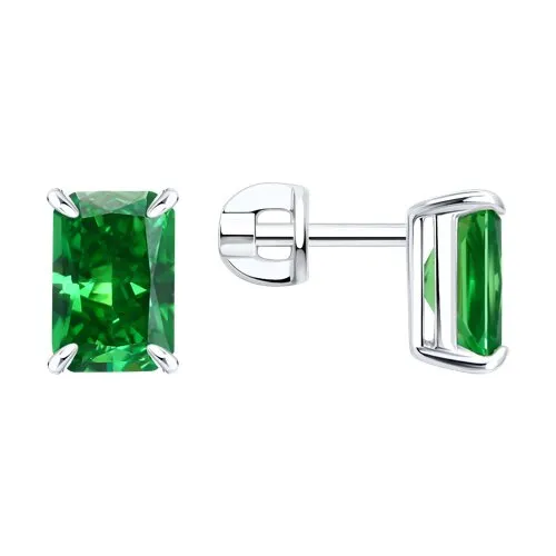 Cercei Pusete din argint cu Cubic Zirconia Verde