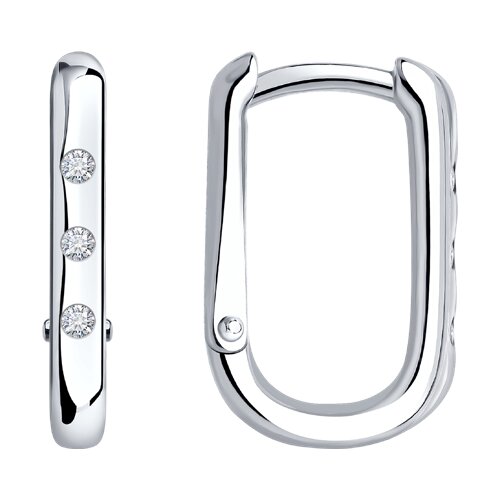 Серьги Конго из серебра с камнями Бриллиант