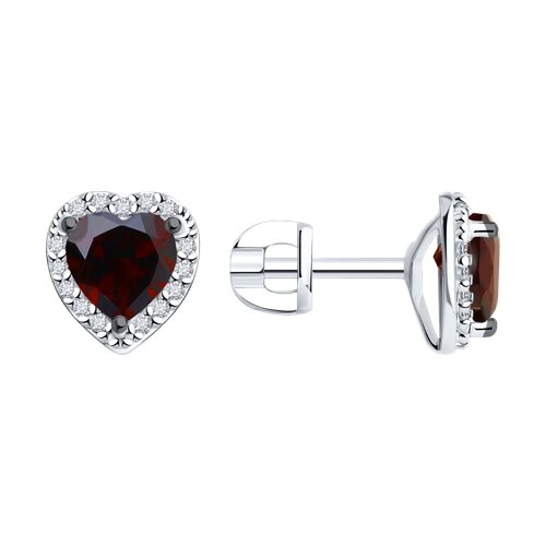 Cercei Pusete din argint  cu pietre Cubic Zirconia Incolor, Granat