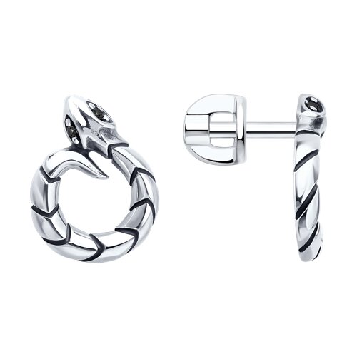 Cercei Pusete din argint  cu pietre Cubic Zirconia Negru