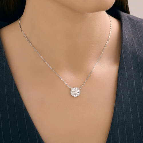 Colier din argint  cu pietre Cubic Zirconia Incolor, Emailare