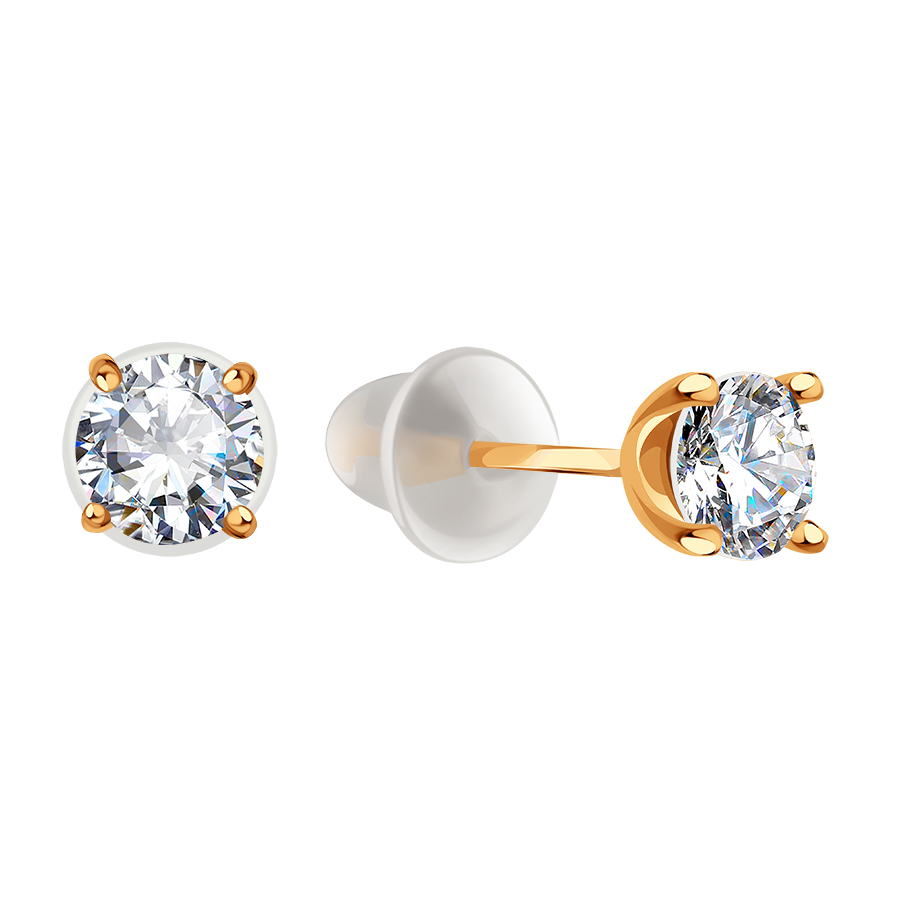 Cercei Pusete din aur roșu cu pietre Cubic Zirconia Incolor