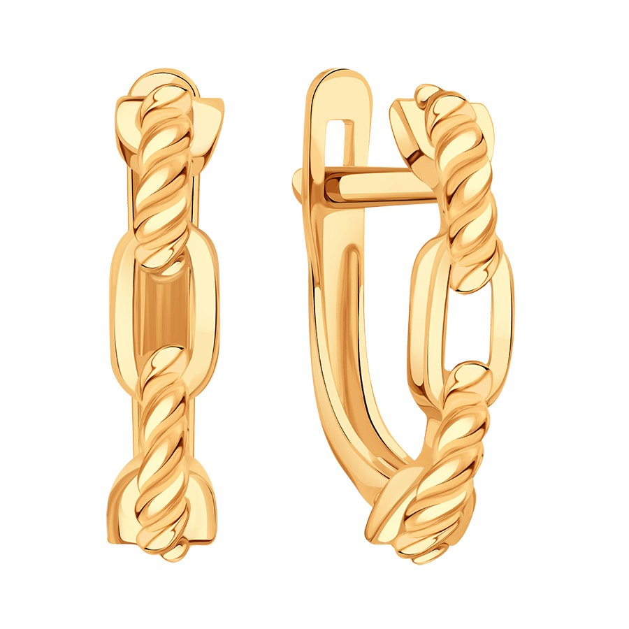 Серьги из красного золота без камней